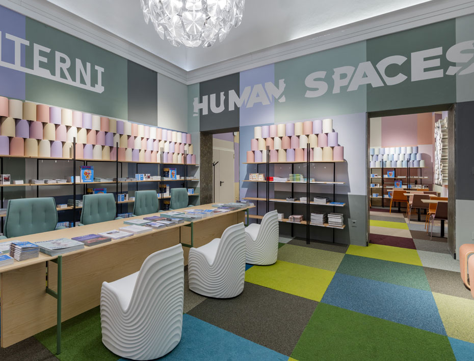 Decorazione della press room all'evento Human Spaces a cura di Boero