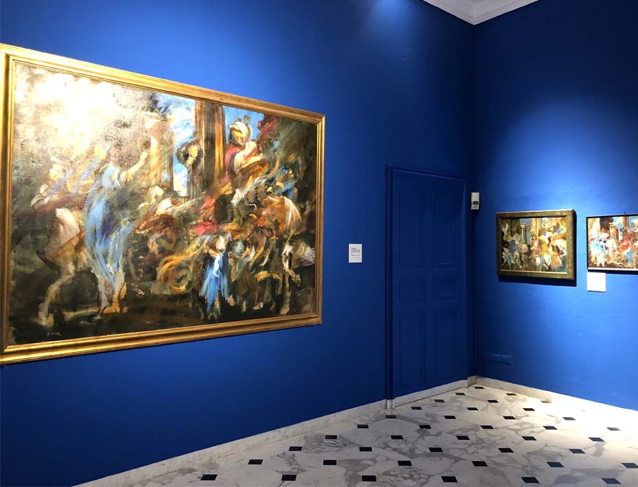 Decorazione degli spazi della mostra dedicata a Raimondo Sirotti a cura di Boero