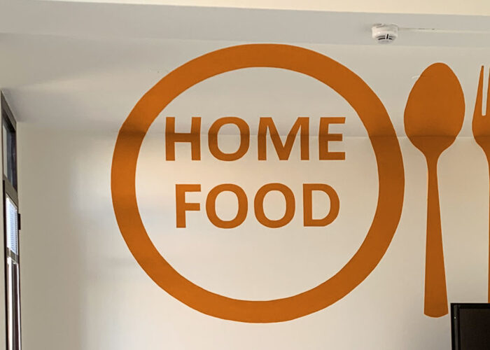 Decorazione dello spazio Home food dell'università di Genova a cura di Boero